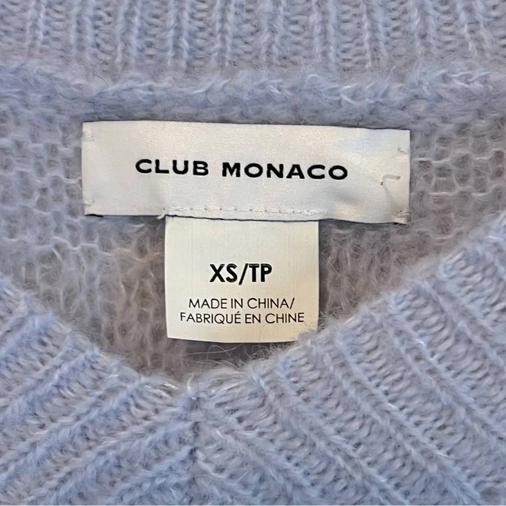 NEW Club Monaco chunky mohair pullover sweater, lavender and navy, Oversized XS - Picture 3 of 11